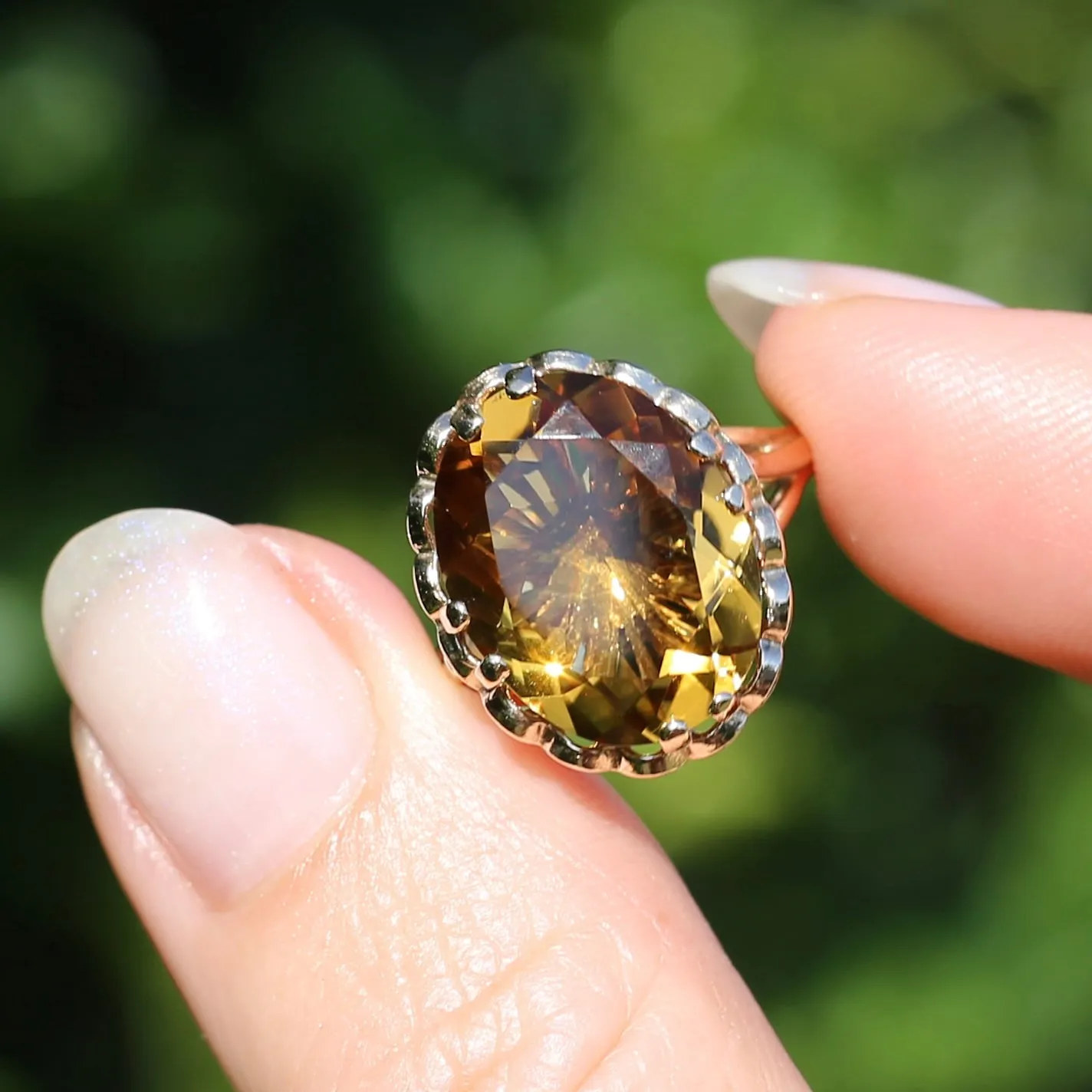 Gorgeous 1973 9ct Yellow Gold Ring with new 7.5ct Citrine Cocktail Ring, size N or 6.75