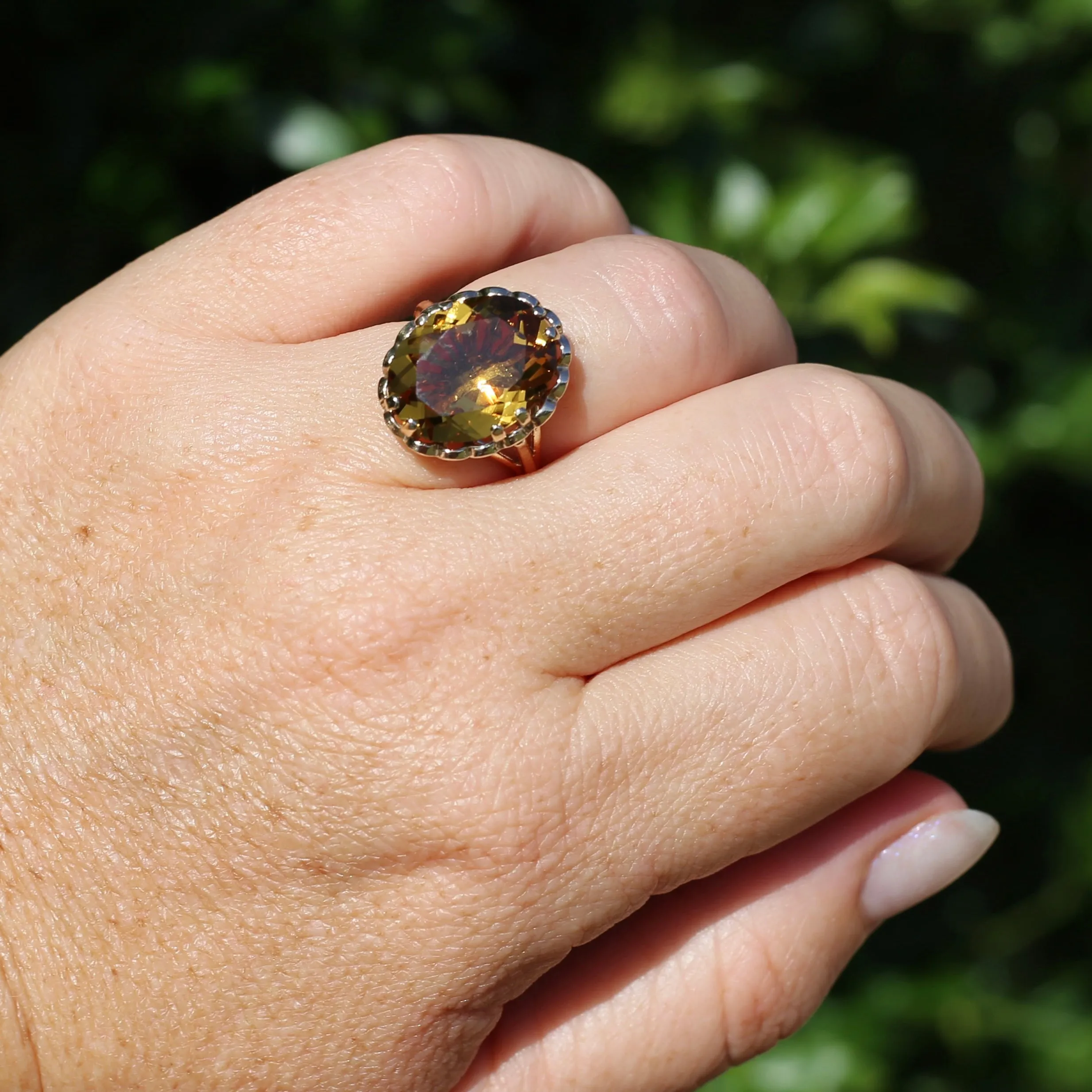 Gorgeous 1973 9ct Yellow Gold Ring with new 7.5ct Citrine Cocktail Ring, size N or 6.75