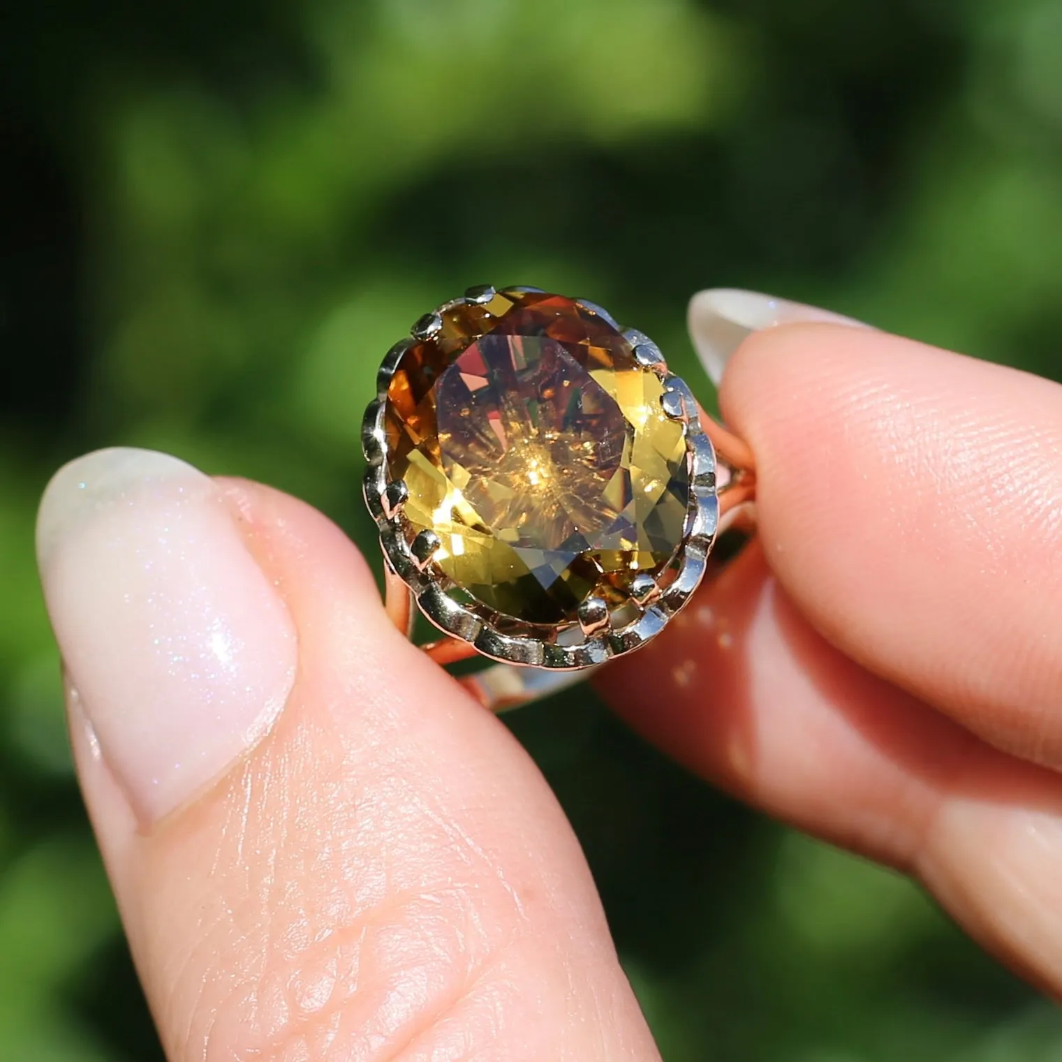 Gorgeous 1973 9ct Yellow Gold Ring with new 7.5ct Citrine Cocktail Ring, size N or 6.75