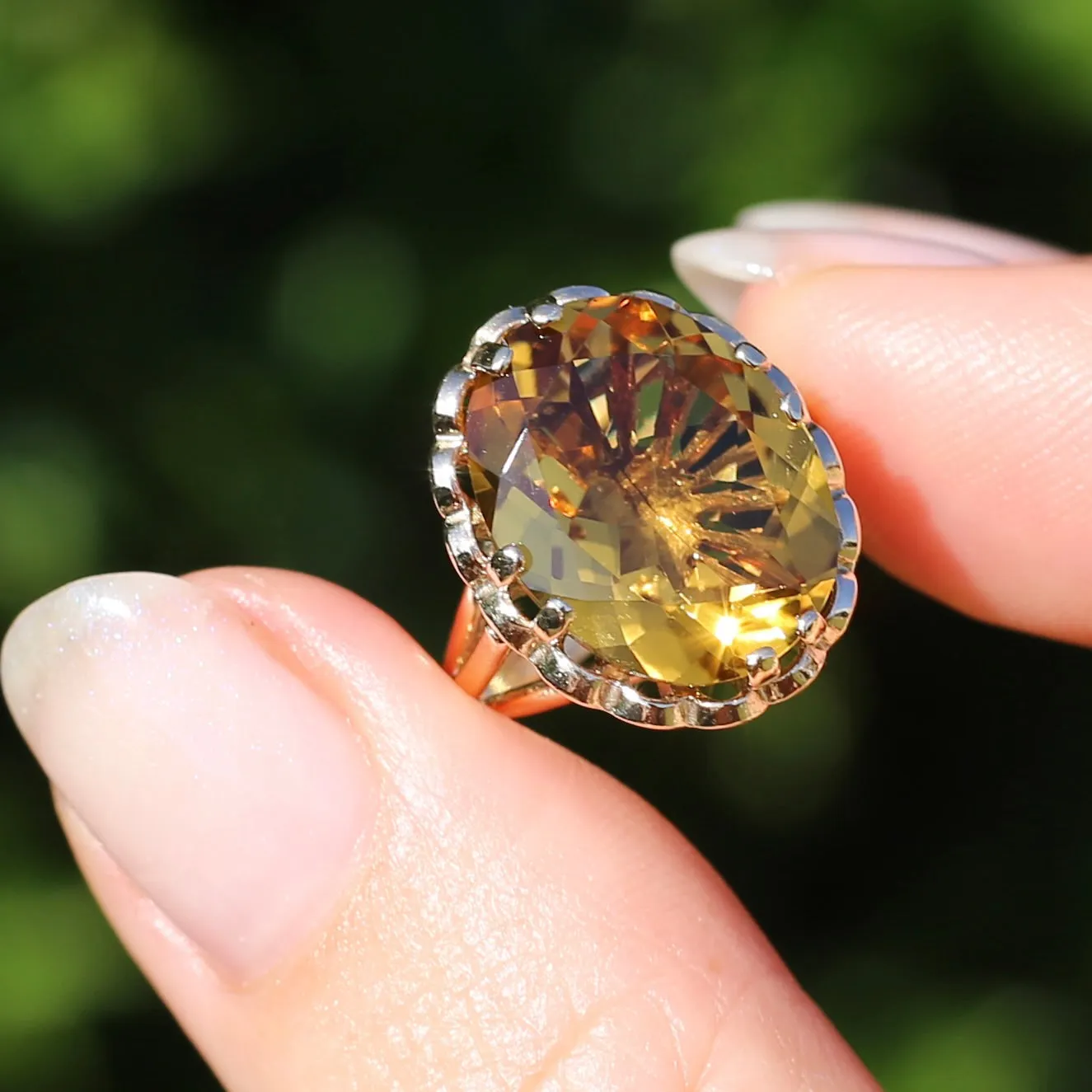 Gorgeous 1973 9ct Yellow Gold Ring with new 7.5ct Citrine Cocktail Ring, size N or 6.75