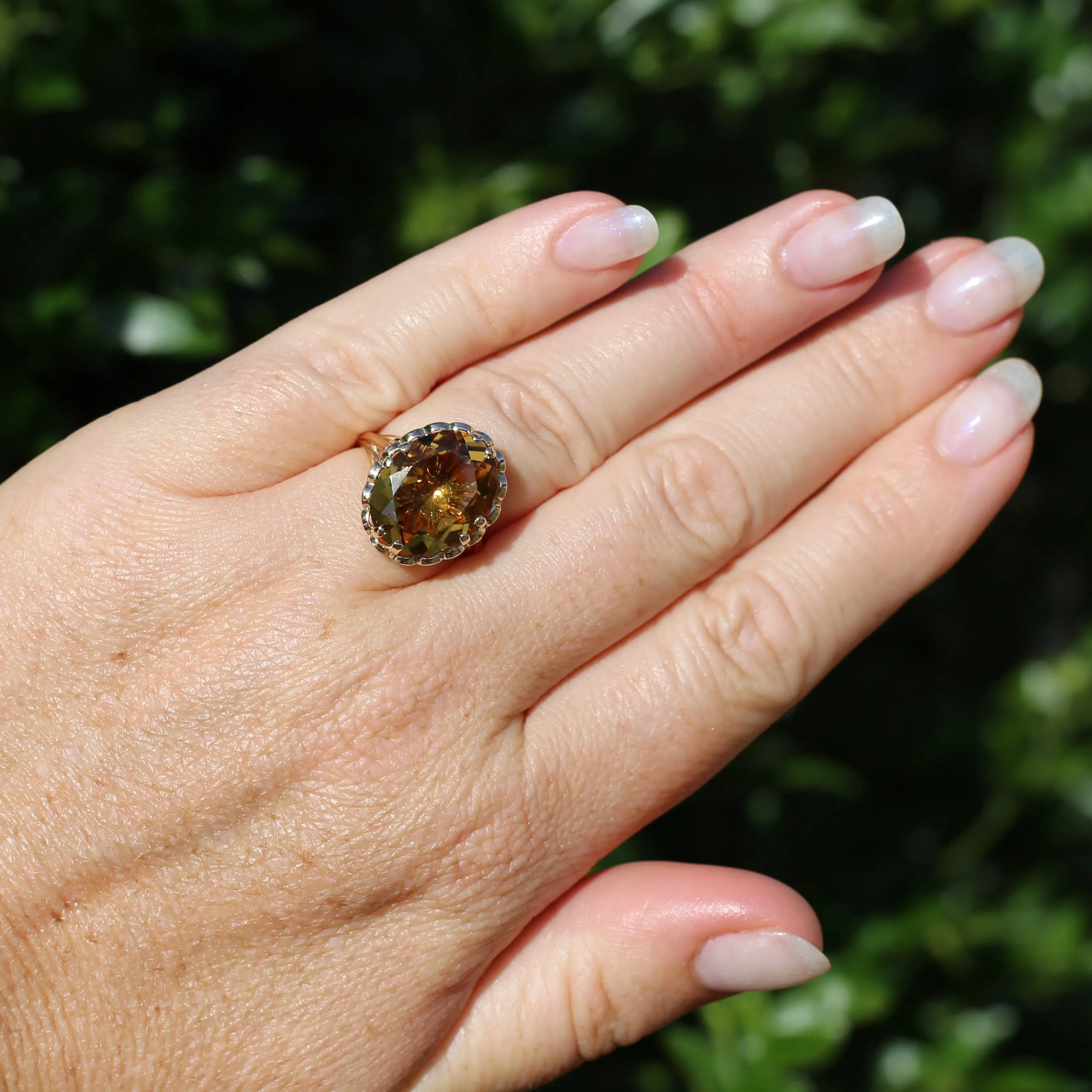 Gorgeous 1973 9ct Yellow Gold Ring with new 7.5ct Citrine Cocktail Ring, size N or 6.75