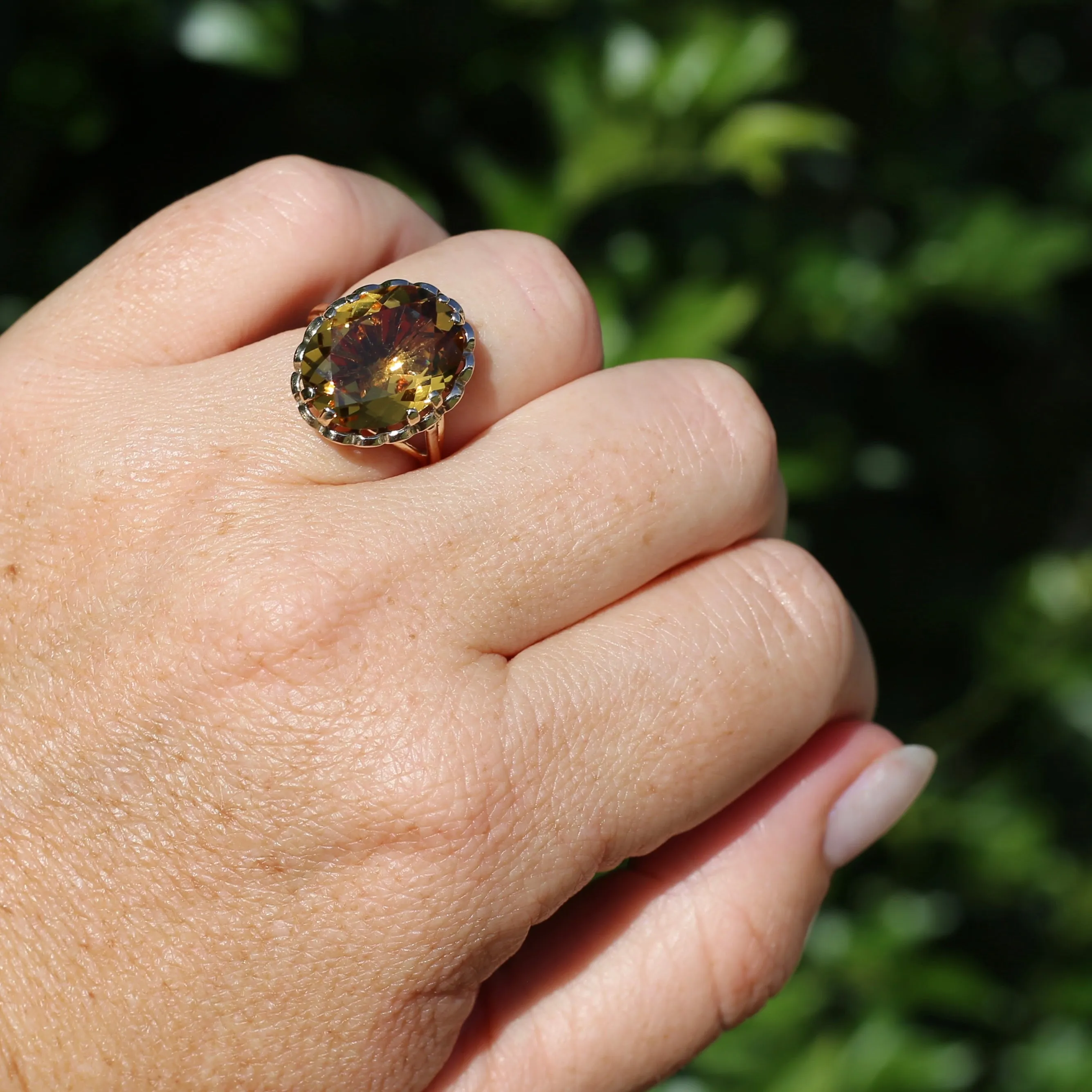 Gorgeous 1973 9ct Yellow Gold Ring with new 7.5ct Citrine Cocktail Ring, size N or 6.75