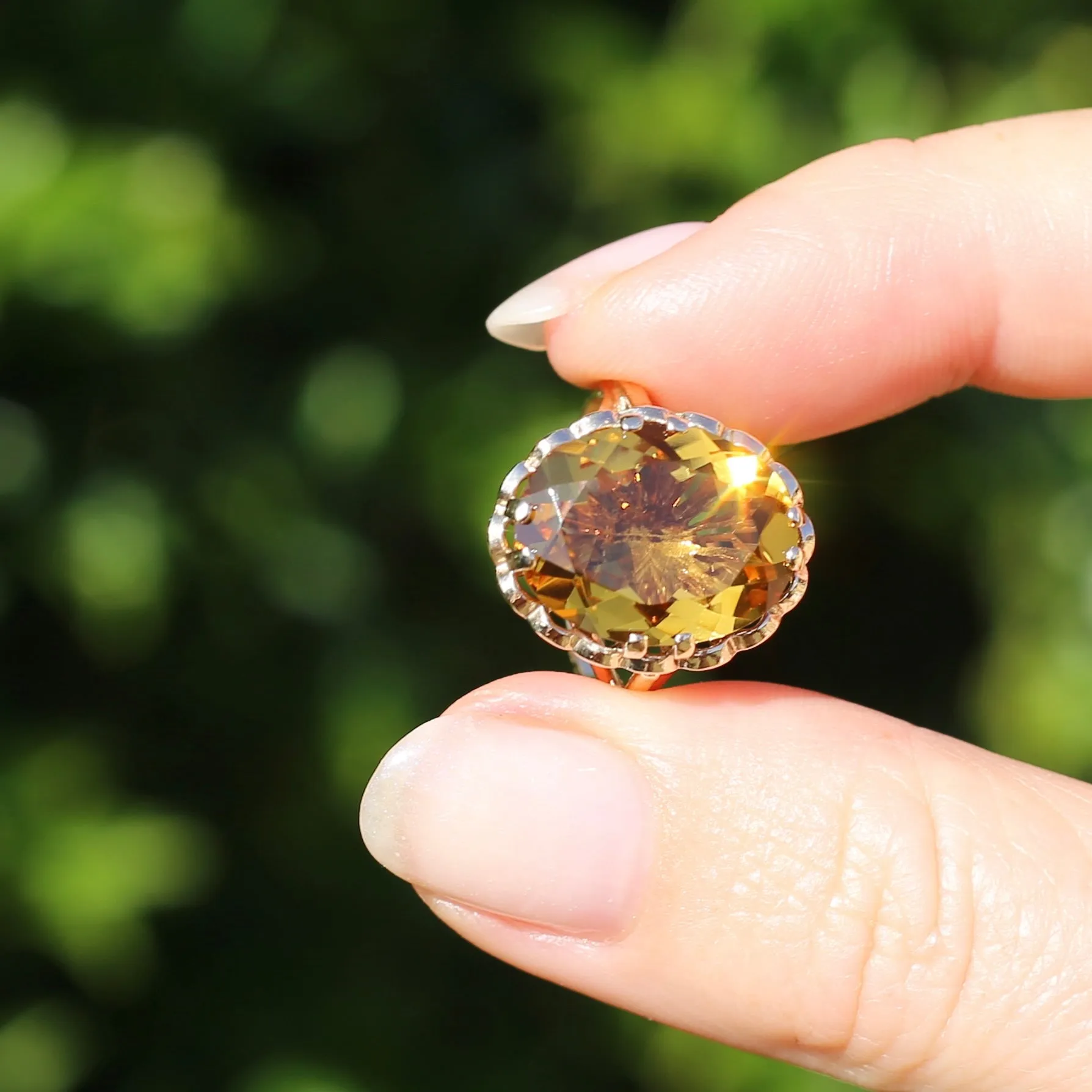 Gorgeous 1973 9ct Yellow Gold Ring with new 7.5ct Citrine Cocktail Ring, size N or 6.75