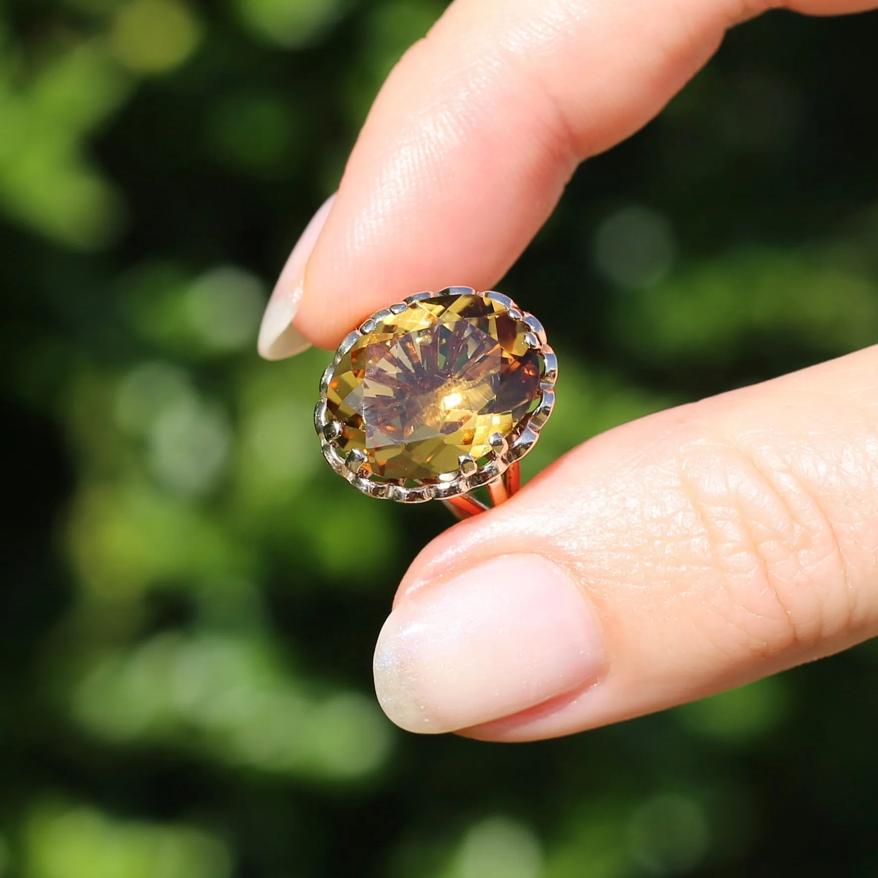 Gorgeous 1973 9ct Yellow Gold Ring with new 7.5ct Citrine Cocktail Ring, size N or 6.75