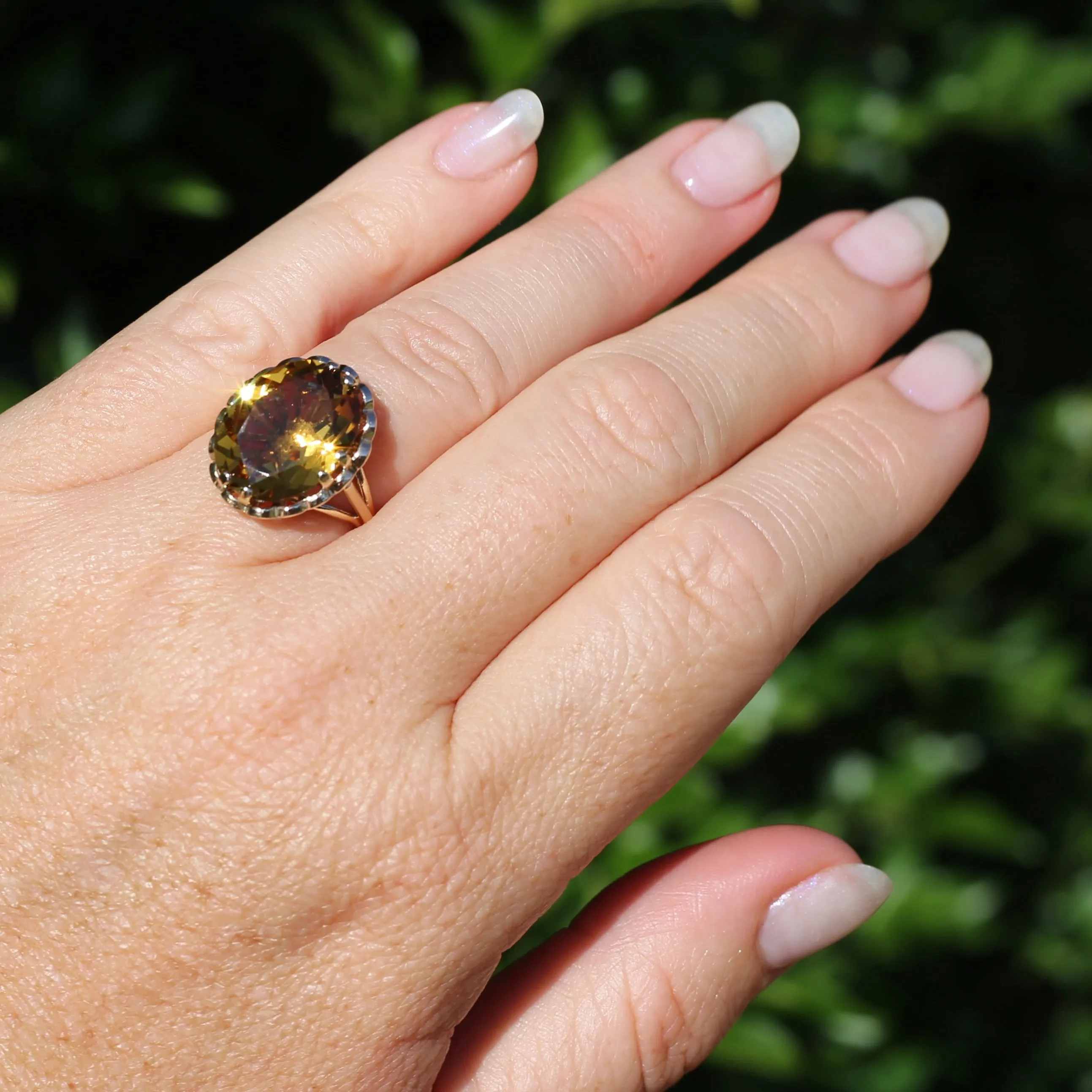 Gorgeous 1973 9ct Yellow Gold Ring with new 7.5ct Citrine Cocktail Ring, size N or 6.75