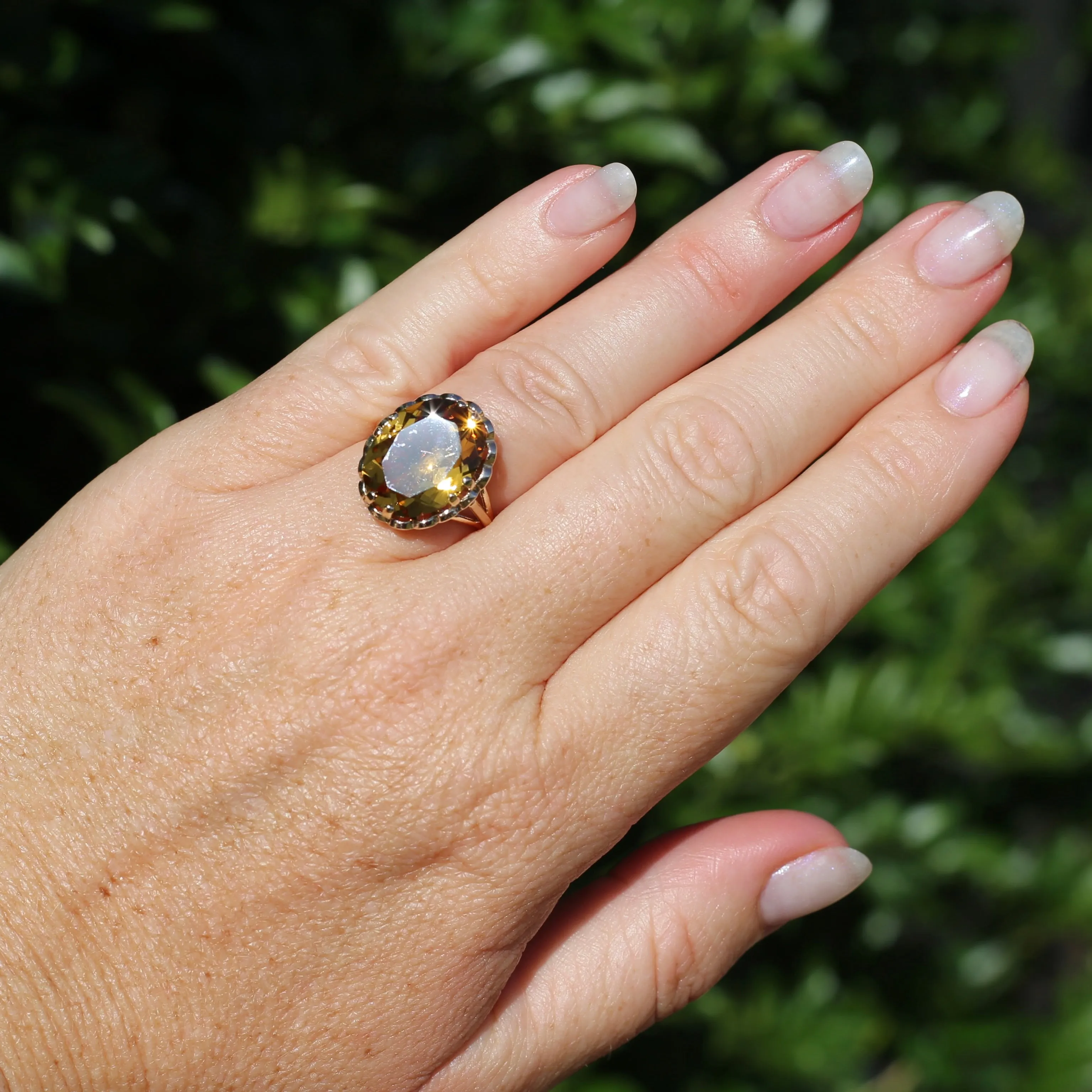 Gorgeous 1973 9ct Yellow Gold Ring with new 7.5ct Citrine Cocktail Ring, size N or 6.75