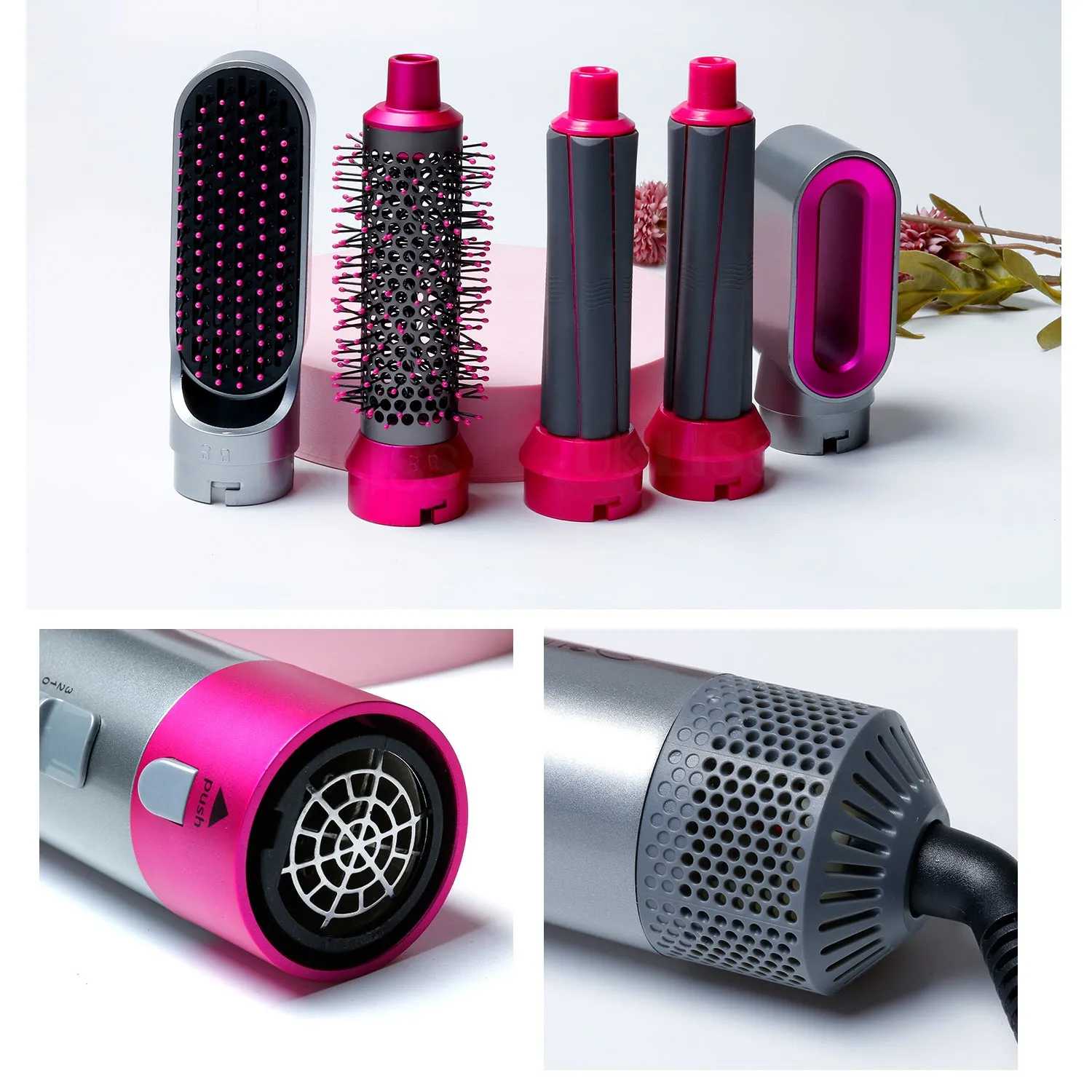 Hair Dryer Comb Multi Functional 5 In1 Hair Curling Straightening Hair Styling Comb Straightener Curler