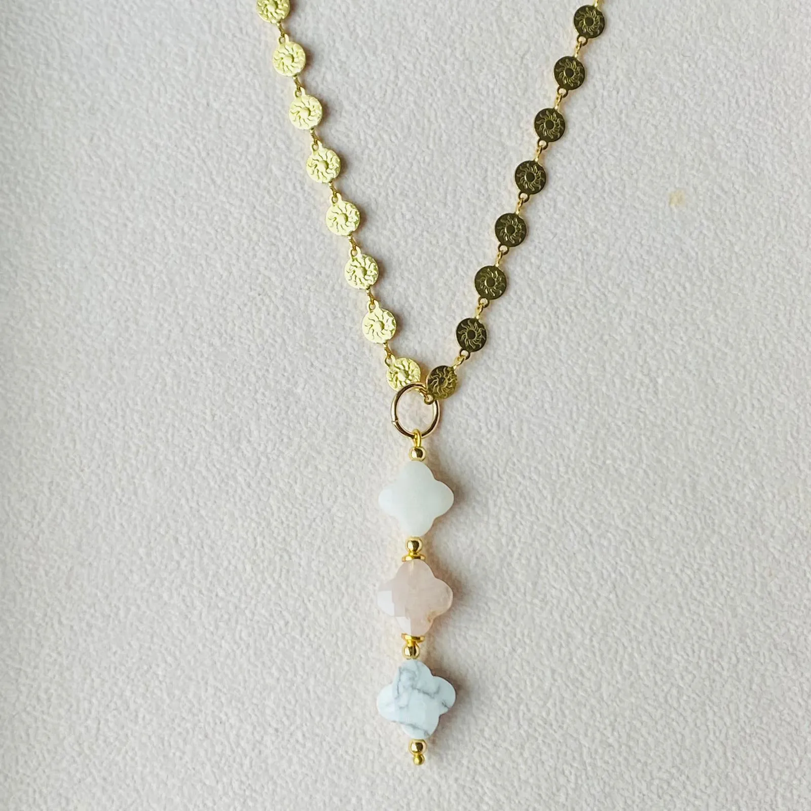 Han White Jade, Howlite & Rose Quartz Pendant