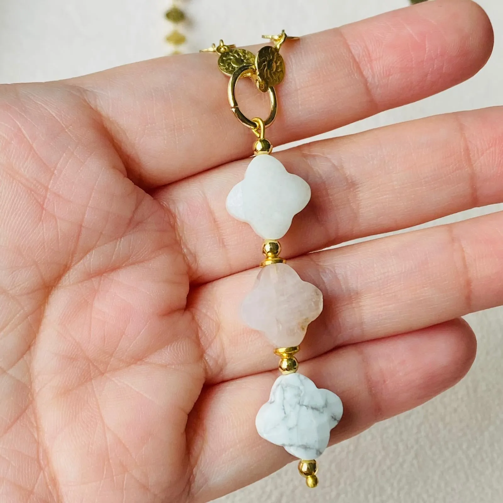 Han White Jade, Howlite & Rose Quartz Pendant