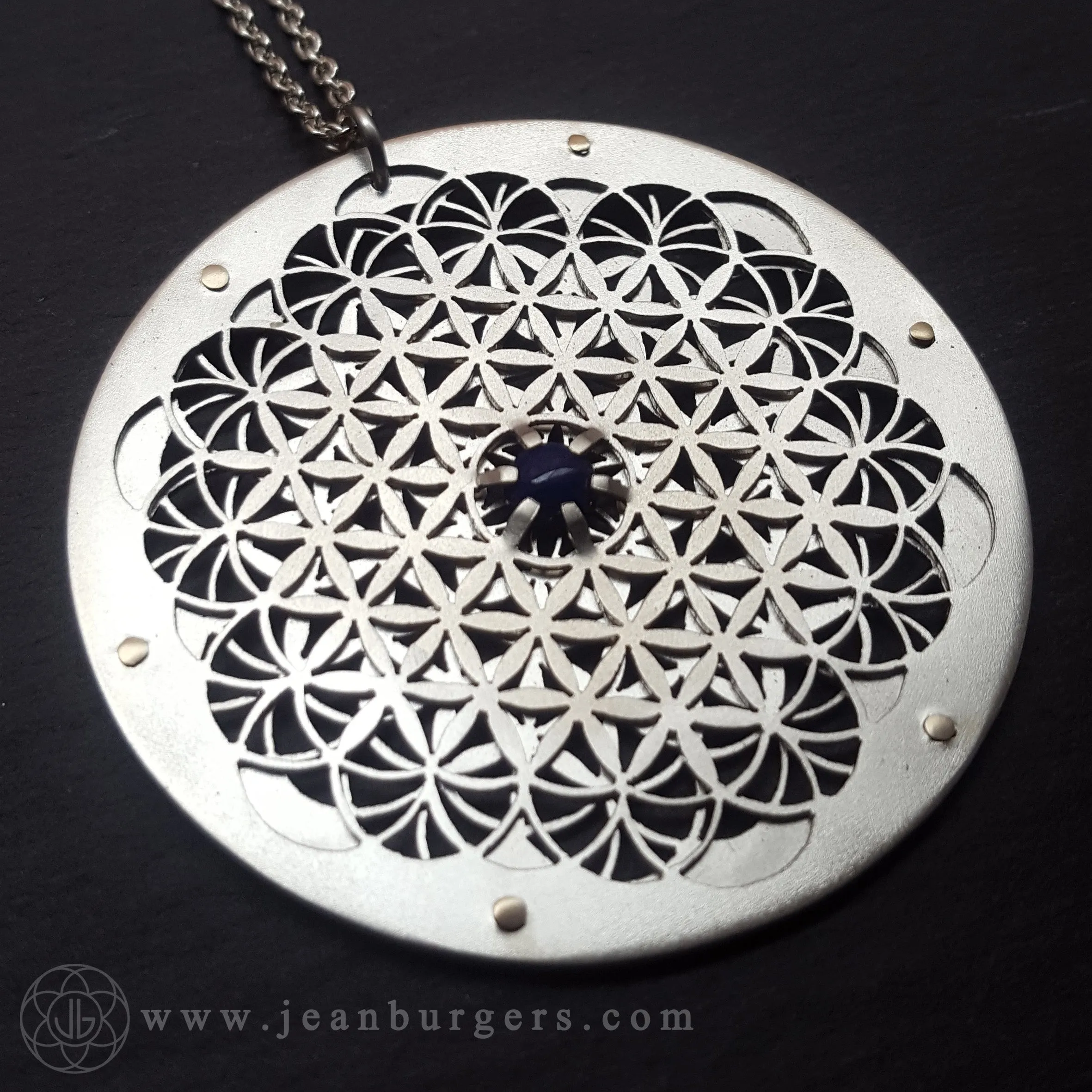 Handcut Intricate Flower of Life Pendant