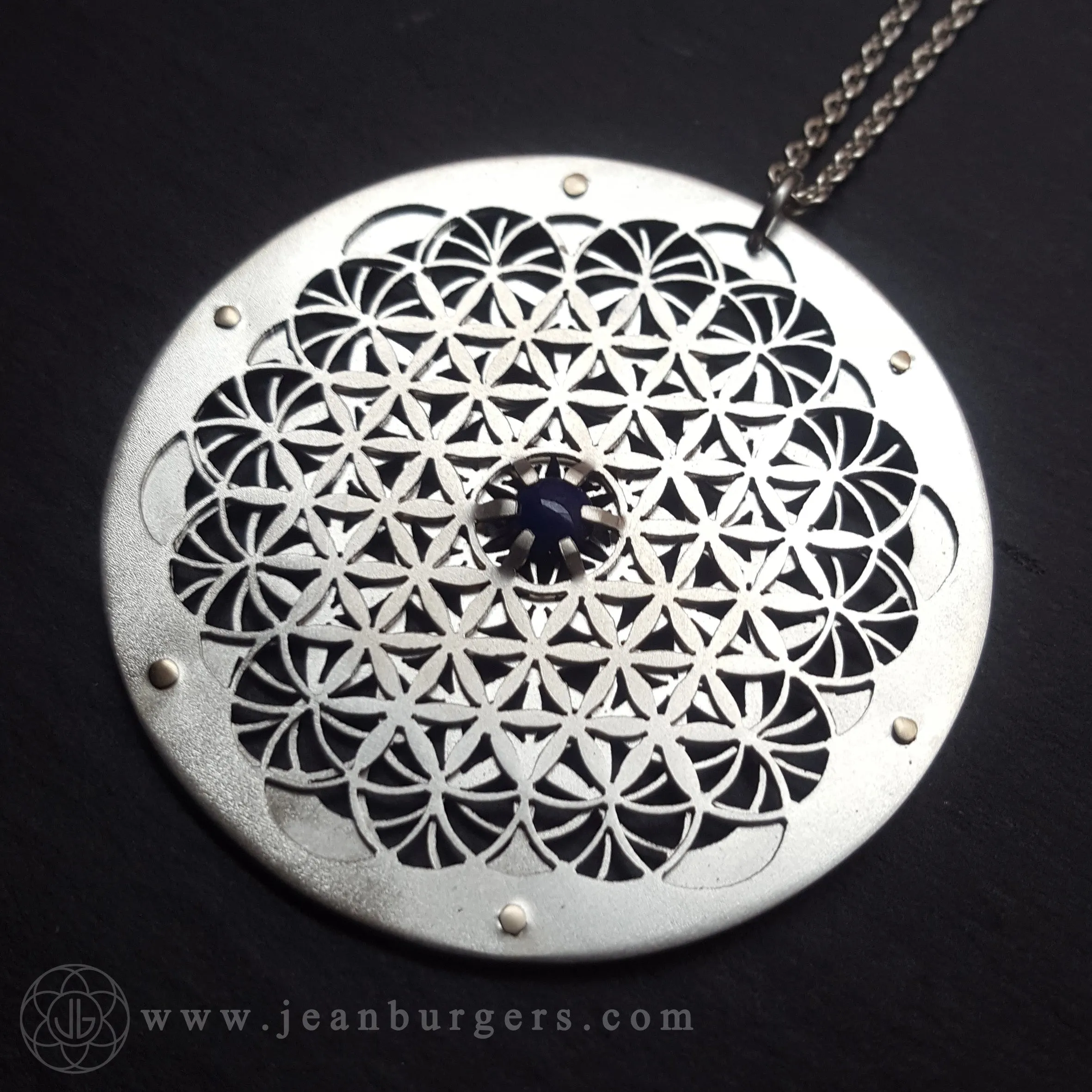 Handcut Intricate Flower of Life Pendant