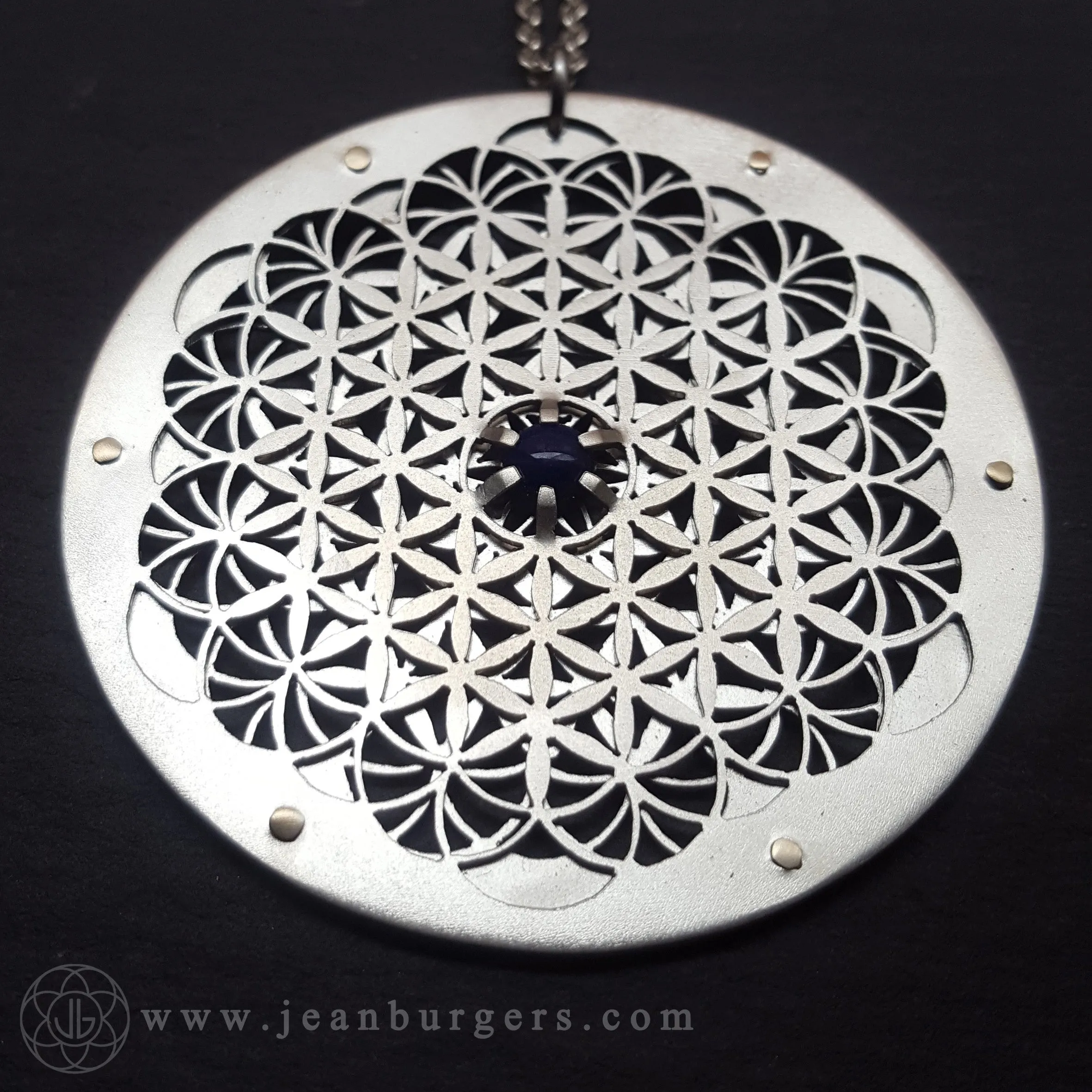 Handcut Intricate Flower of Life Pendant