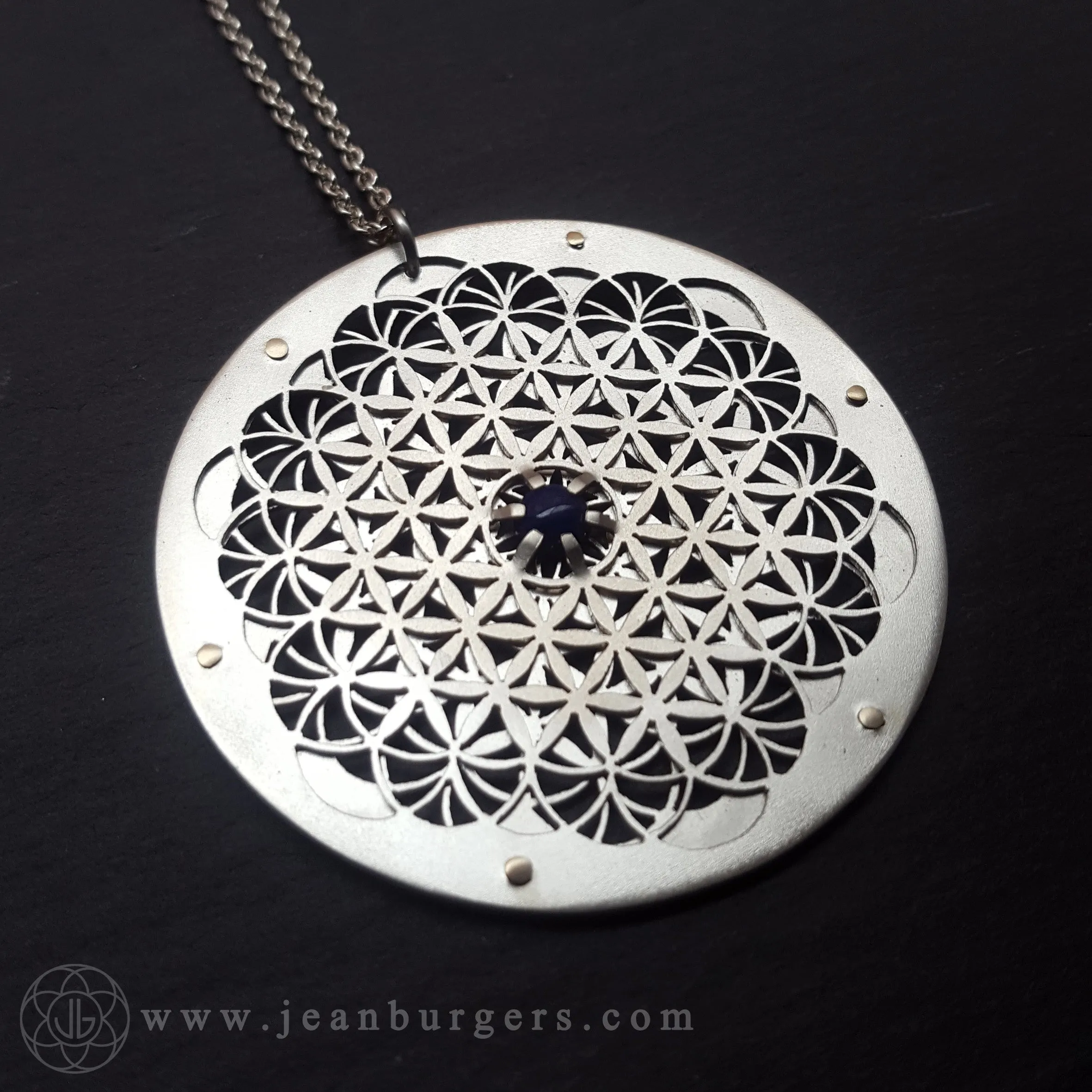 Handcut Intricate Flower of Life Pendant