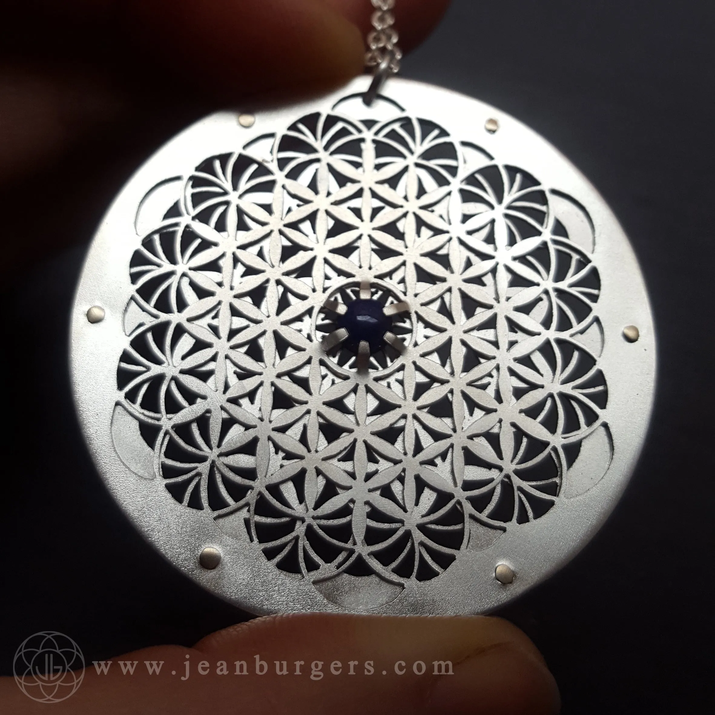 Handcut Intricate Flower of Life Pendant