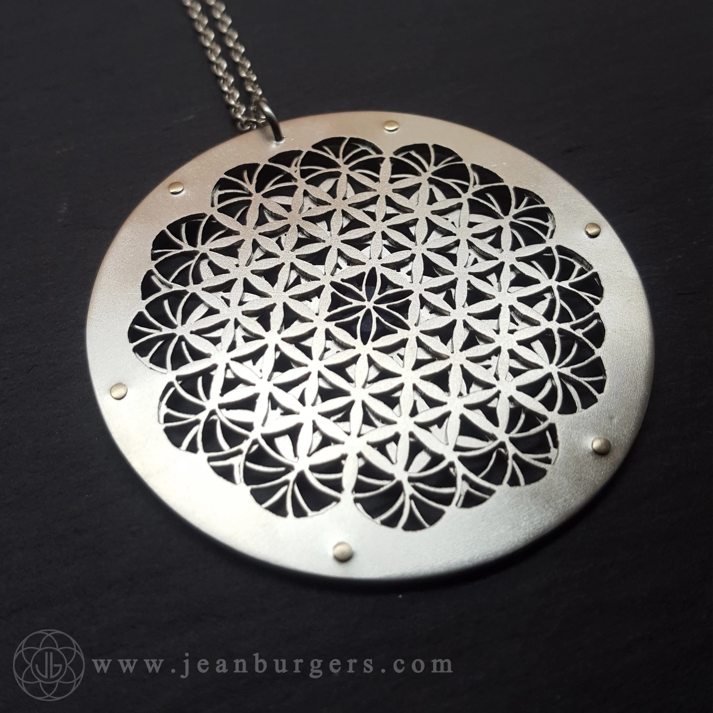 Handcut Intricate Flower of Life Pendant