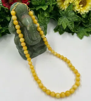 Handmade Yellow Color Jade Beads Necklace For Woman By Gehna Shop