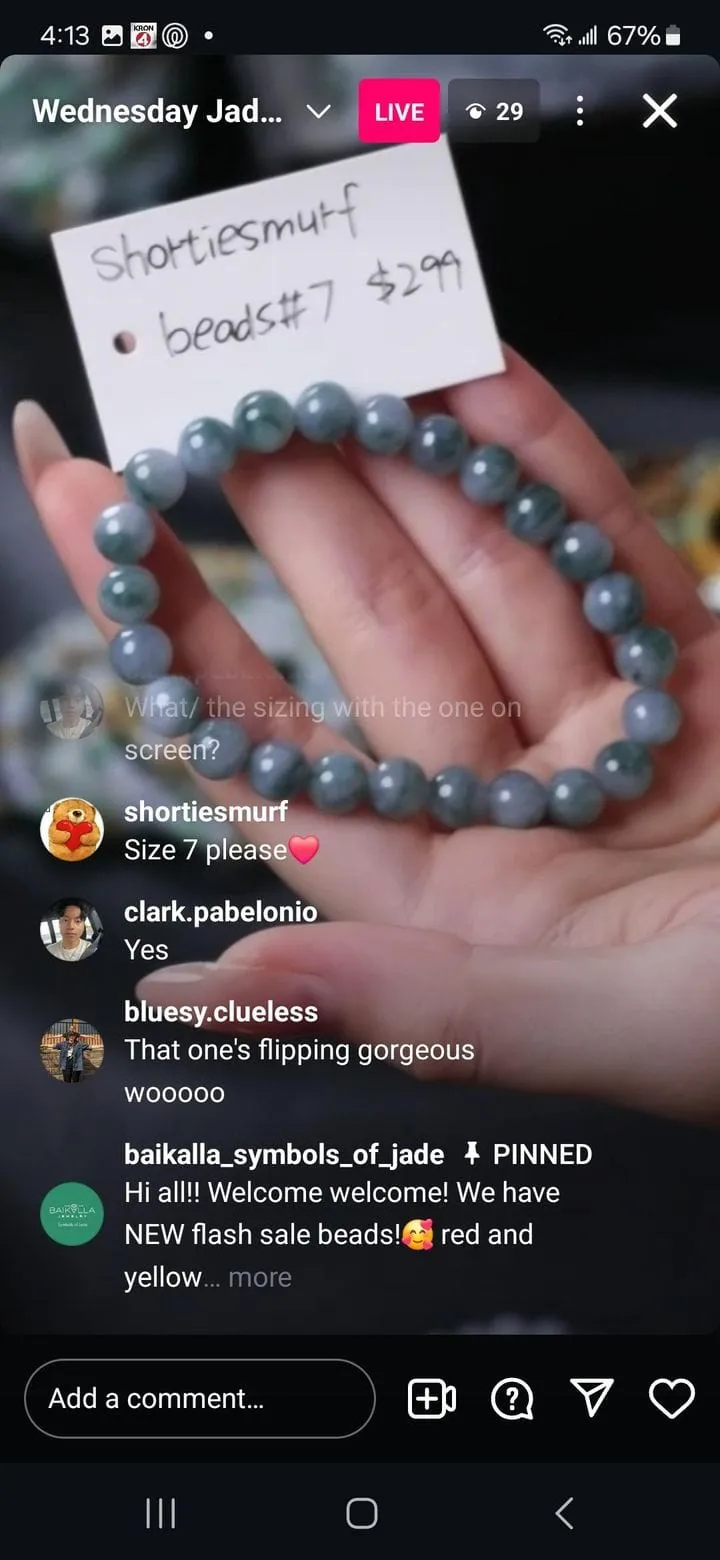 IG Live "Natural Blue Flower Burmese Jadeite Jade Beads Bracelet" (Live Pick) (11/20/24)