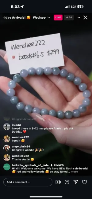 IG Live "Natural Lavender Blue Green Burmese Jadeite Jade Beaded Bracelet" (Live Pick) (11/20/24)