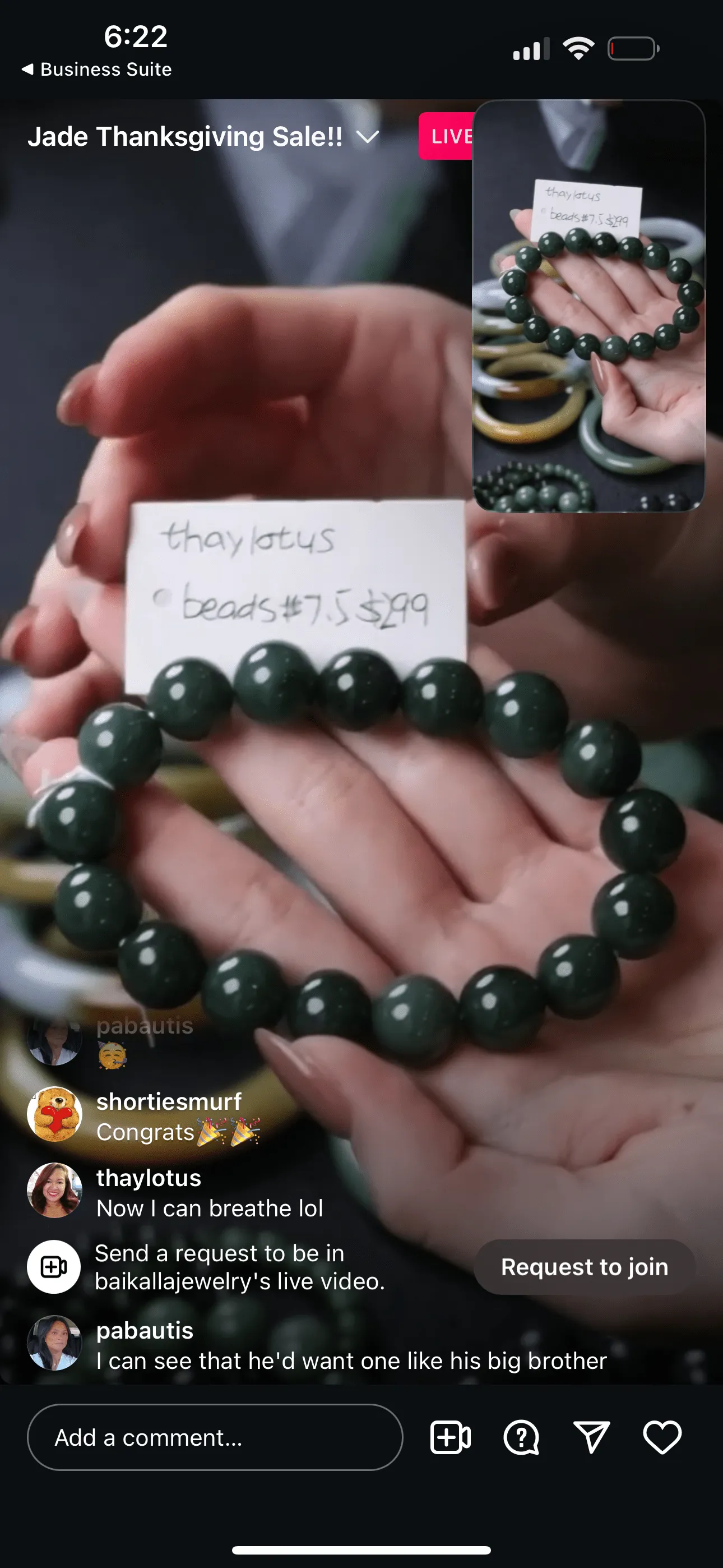 IG Live "Natural WuJi Jadeite Jade Bead Bracelet (Large Deep Green, Sml WuJi Beads, Lavender Green Beads" (Live Pick) (11/27/24)