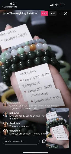 IG Live "Natural WuJi Jadeite Jade Bead Bracelet (Large Deep Green, Sml WuJi Beads, Lavender Green Beads" (Live Pick) (11/27/24)