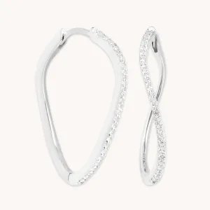 Infinite Topaz Pavé Hoops in Solid White Gold