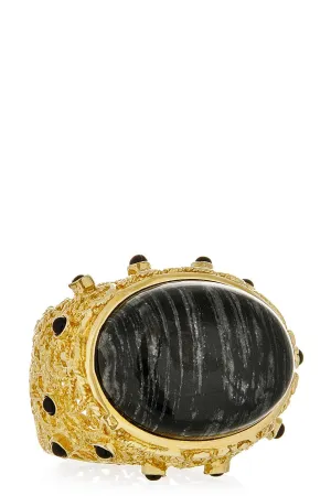 ISHARYA BLACK JASPER Cocktail Ring