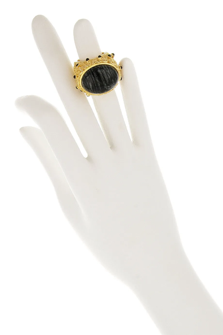 ISHARYA BLACK JASPER Cocktail Ring