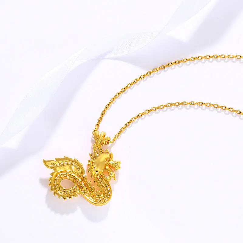 Jewelry New Year Gold-plated Retro Zodiac Dragon Pendant Domineering Men Coiling Dragon Men's Jewelry Accessories