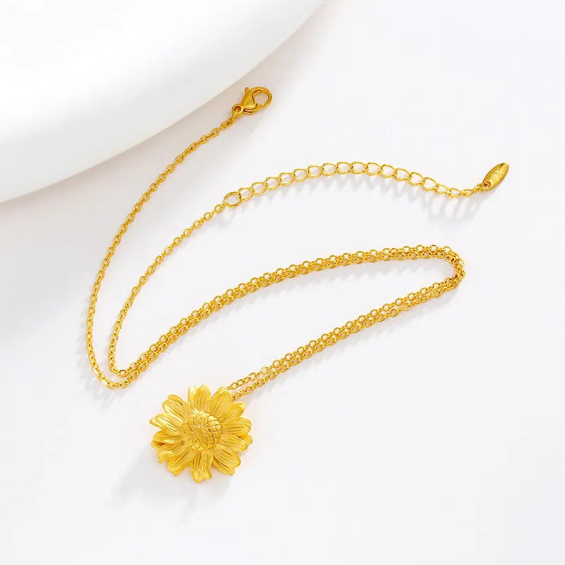 Jewelry Sunflower Necklace Women's Fashion Sunflower Pendant Flower Clavicle Chain Light Luxury Niche Necklace