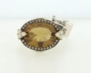 Judith Ripka18K Gold/ Diamond/Champagne Quartz Ring