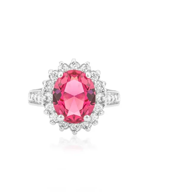 Kate 5.5(ct) Ruby Oval Halo Engagement Cocktail Ring | 7ct