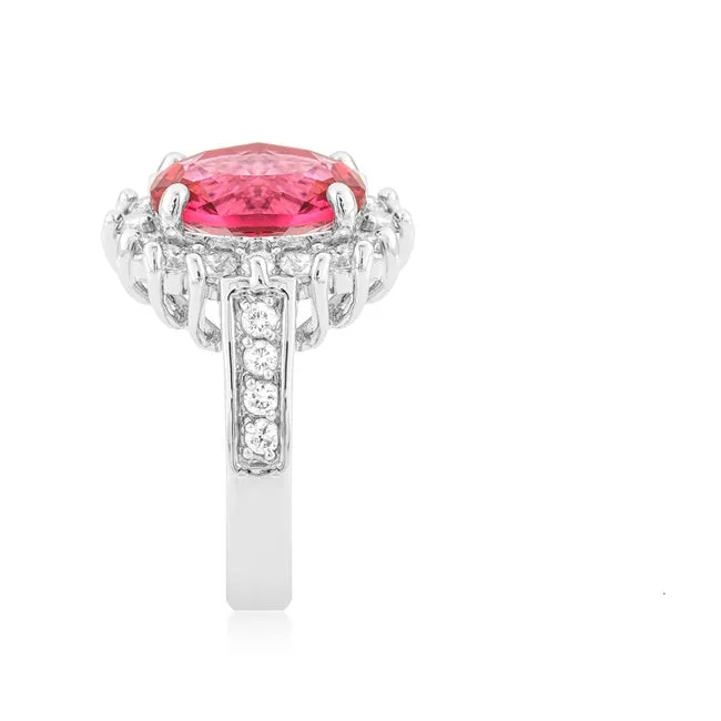 Kate 5.5(ct) Ruby Oval Halo Engagement Cocktail Ring | 7ct