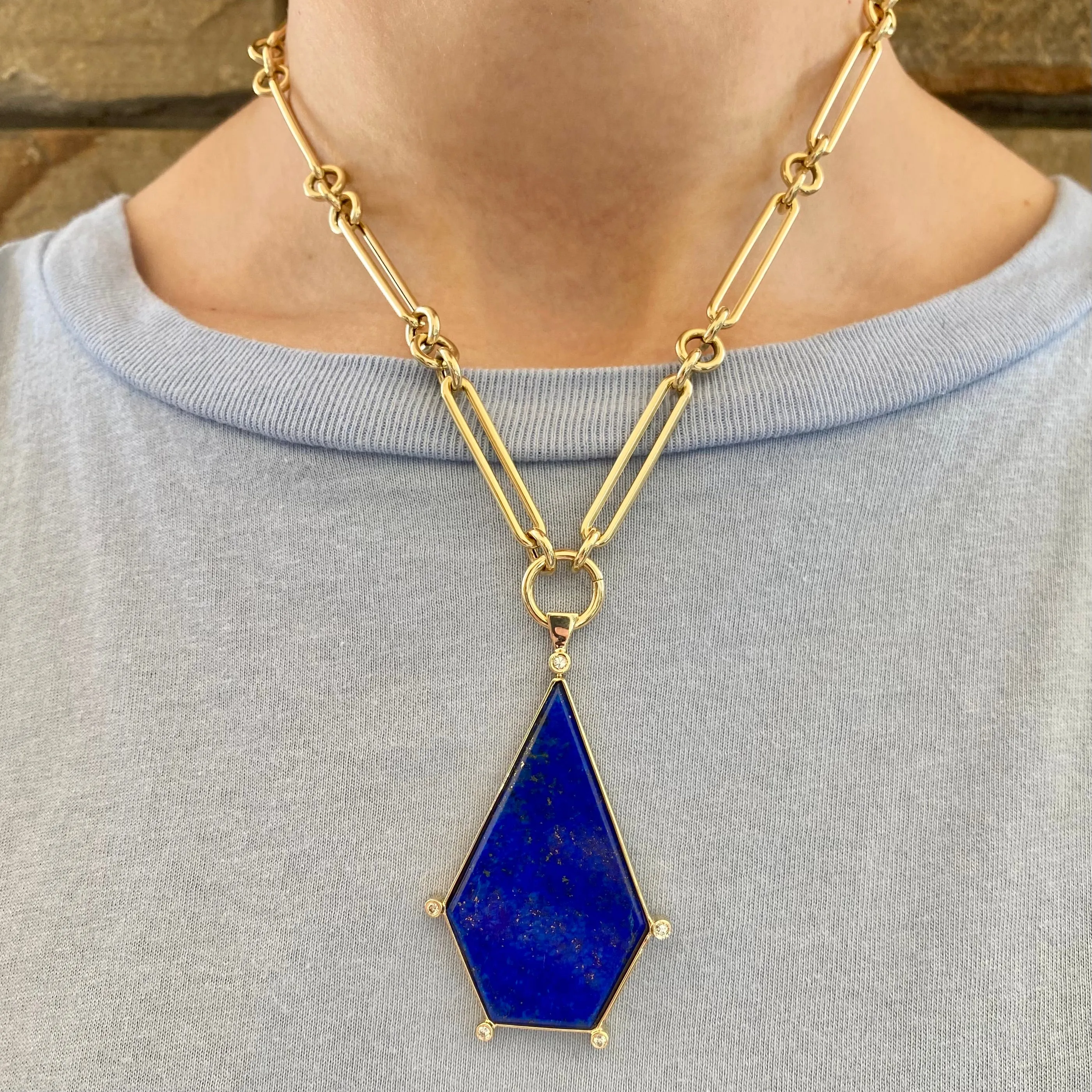 Lapis & Diamond Pendant