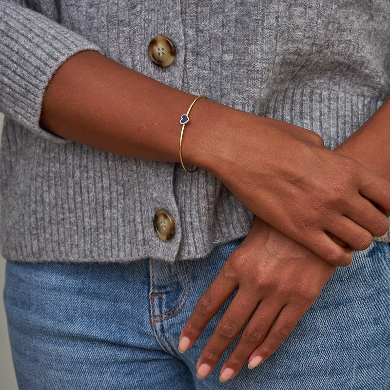 Lapis Inlay Heart Cuff