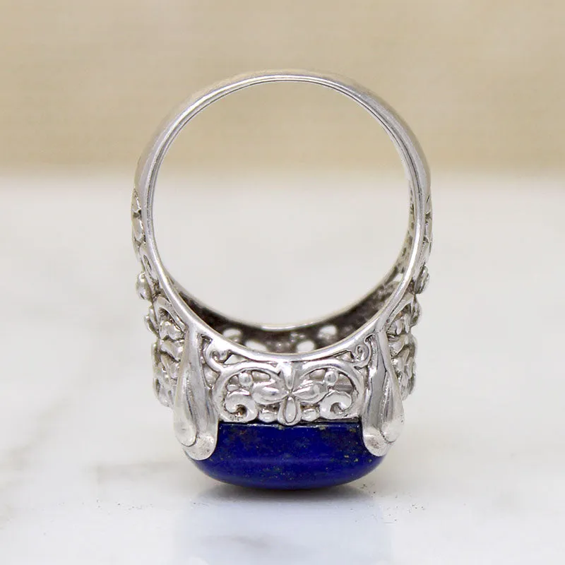 Lapis Lazuli in Ornate Sterling Ring