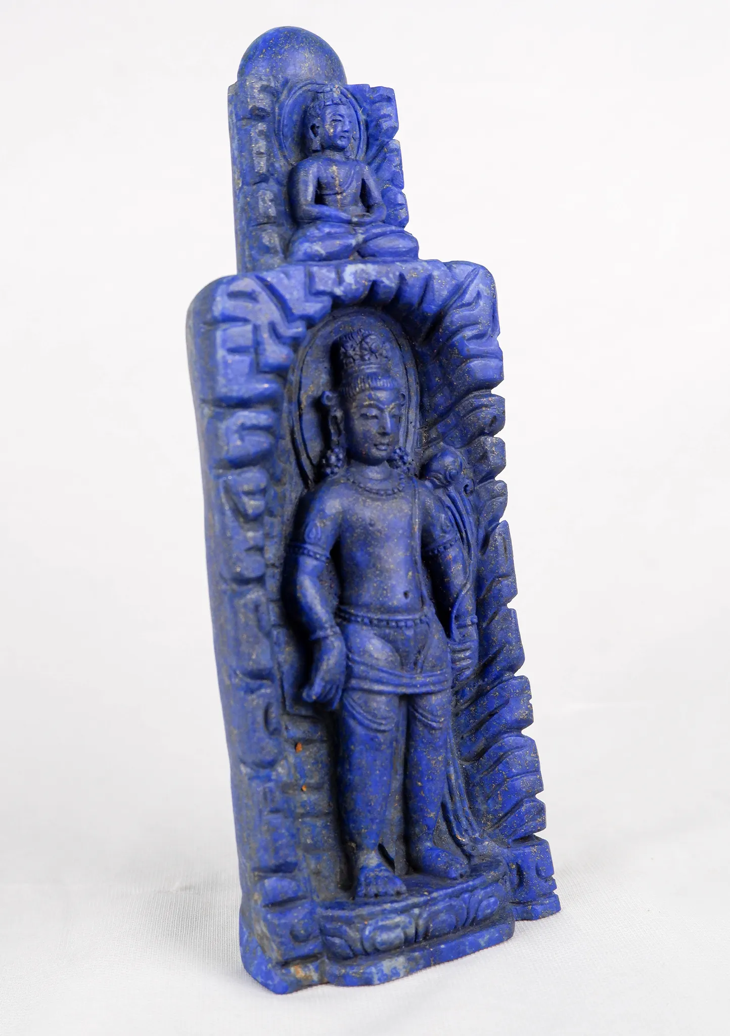 Lapislazuli Carved Standing Lokeshwor with  the Amitabha Statue