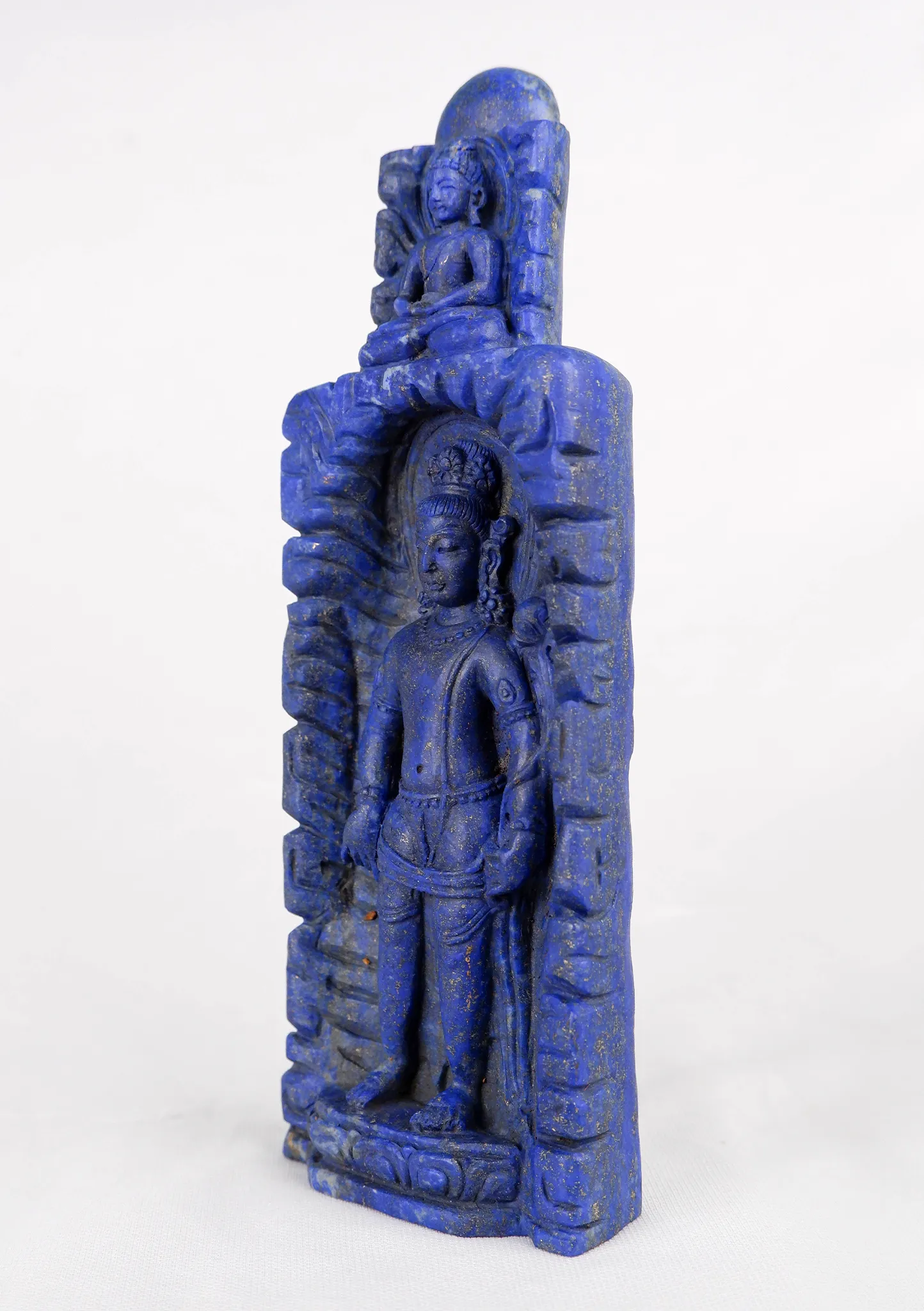 Lapislazuli Carved Standing Lokeshwor with  the Amitabha Statue