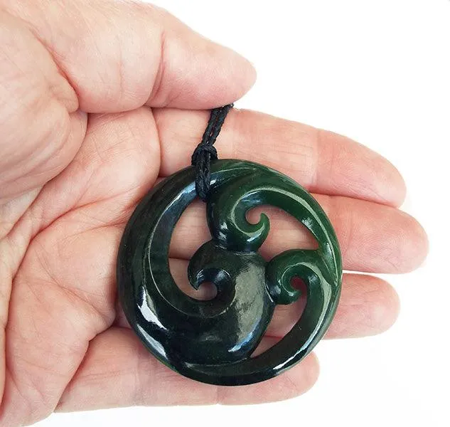 Large Greenstone Triple Koru Necklace