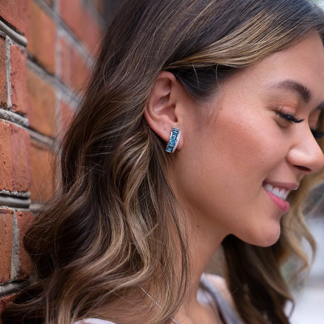 London Blue to Sky Blue Topaz Gradient Diamond Accented Earrings