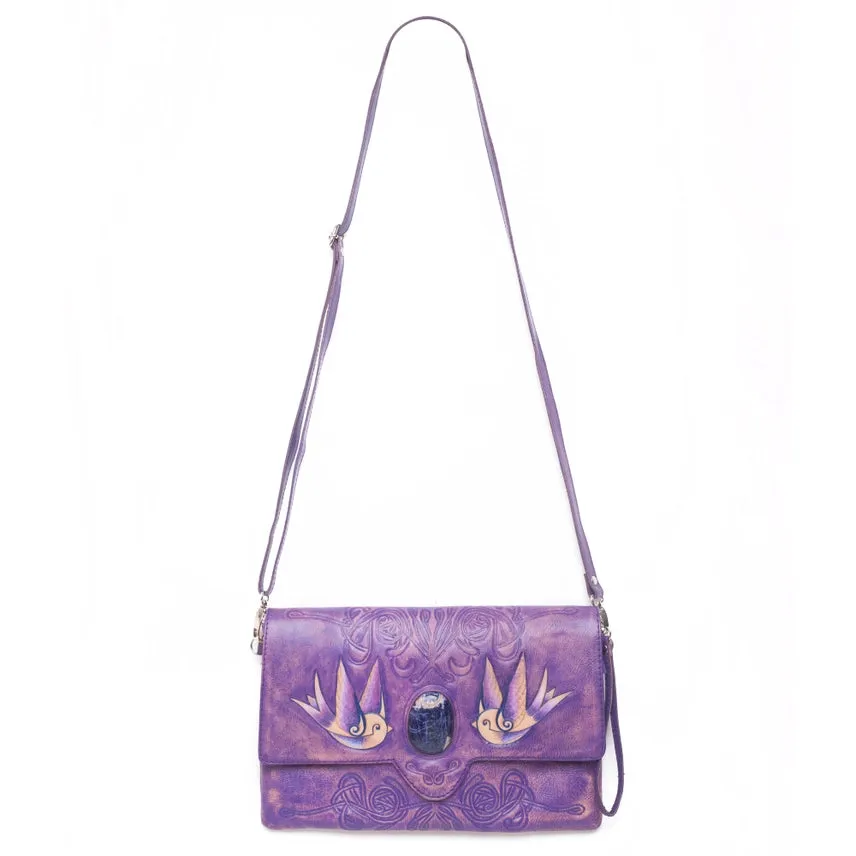 Lost Bird Clutch Shoulder Bag Antique Purple