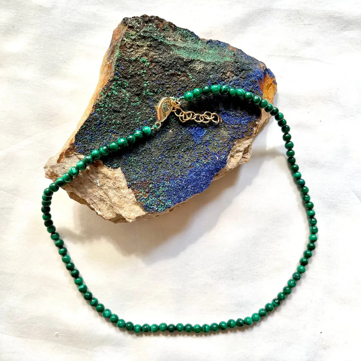 Malachite 4mm Beaded Necklace - Transformation