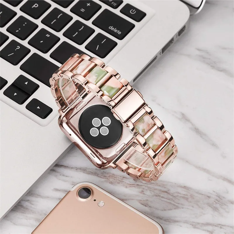 Metal Resin Strap For Apple Watch Band Series 7 6 5 4 Bracelet iWatch 38mm 40mm 41mm 42mm 44mm 45mm Wristband |Watchbands|