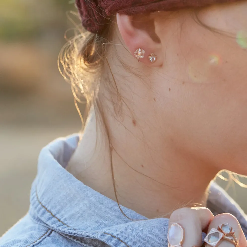 Milgrain Topaz Rose Gold Stud Earrings