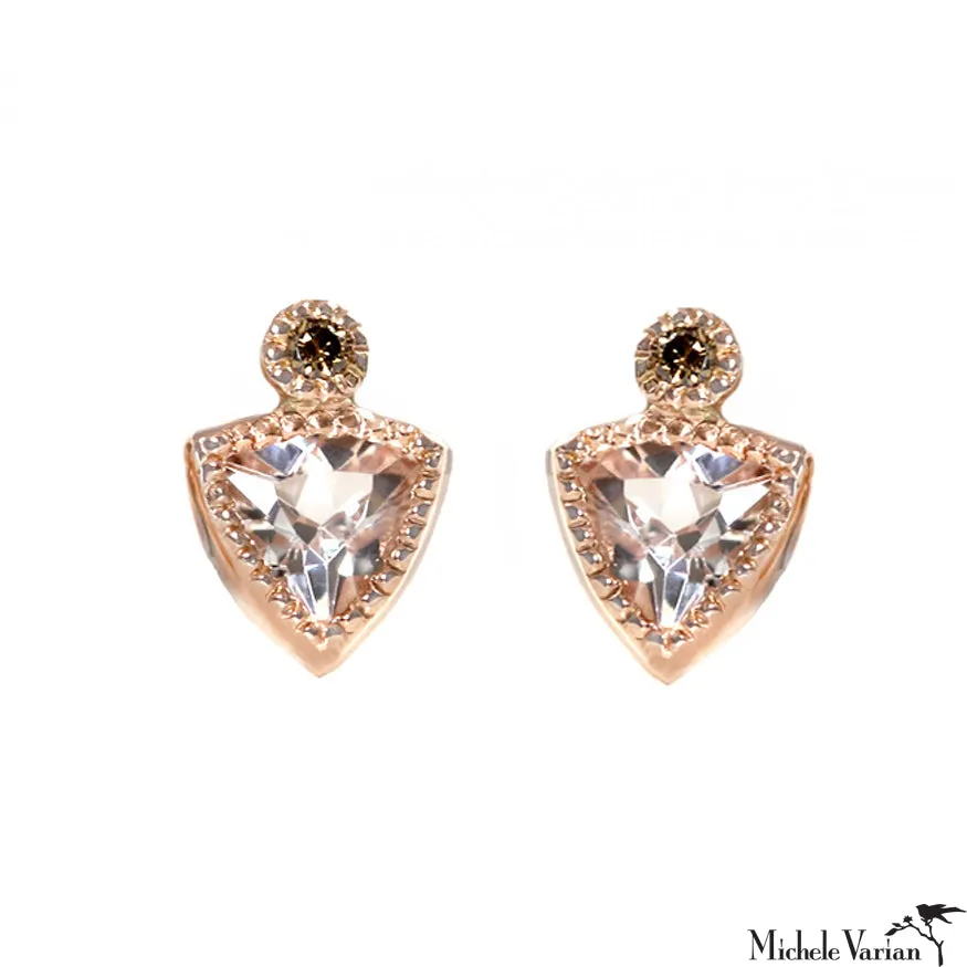 Milgrain Topaz Rose Gold Stud Earrings