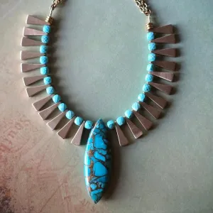 Mosaic Turquoise and Copper Necklace