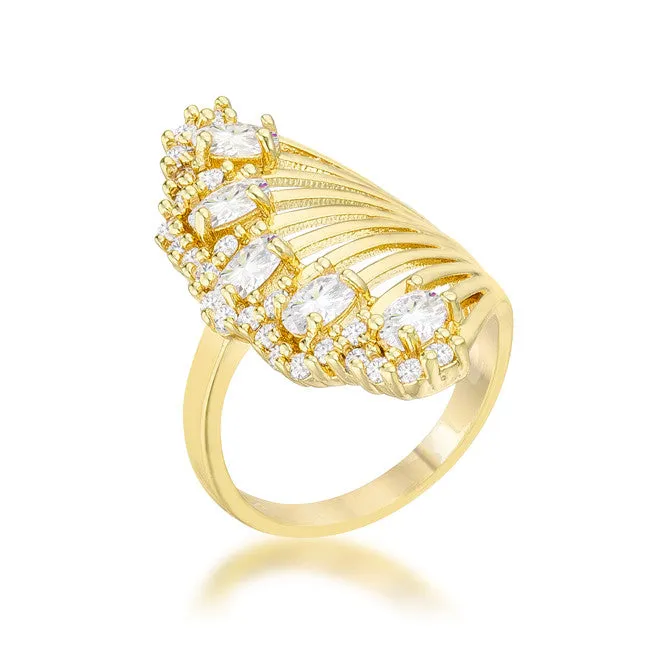 Natalie 14k Gold Art Deco Contemporary Ring | 2.5ct | Cubic Zirconia | 14K Gold