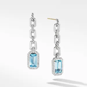 Novella Chain Link Drop Earrings with Blue Topaz and Pave Diamonds