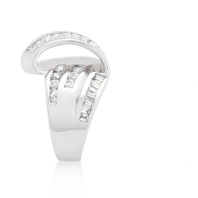 Pat Baguette Channel Set Overlap Ring | 3ct