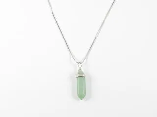 Pendulum Crystal Shaped Jade Brass Necklace