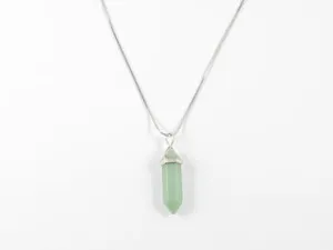 Pendulum Crystal Shaped Jade Brass Necklace